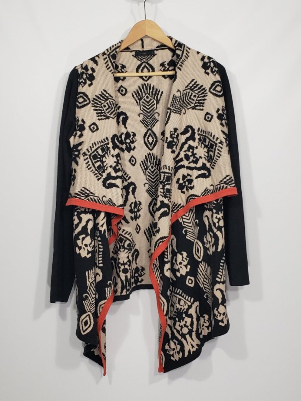 THML  Anthropologie  Black Cream Waterfall Cardigan  Large